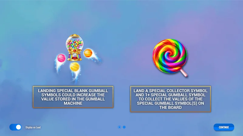 Sweet Candy Cash Stash - hoofdmenu en slotinstellingen